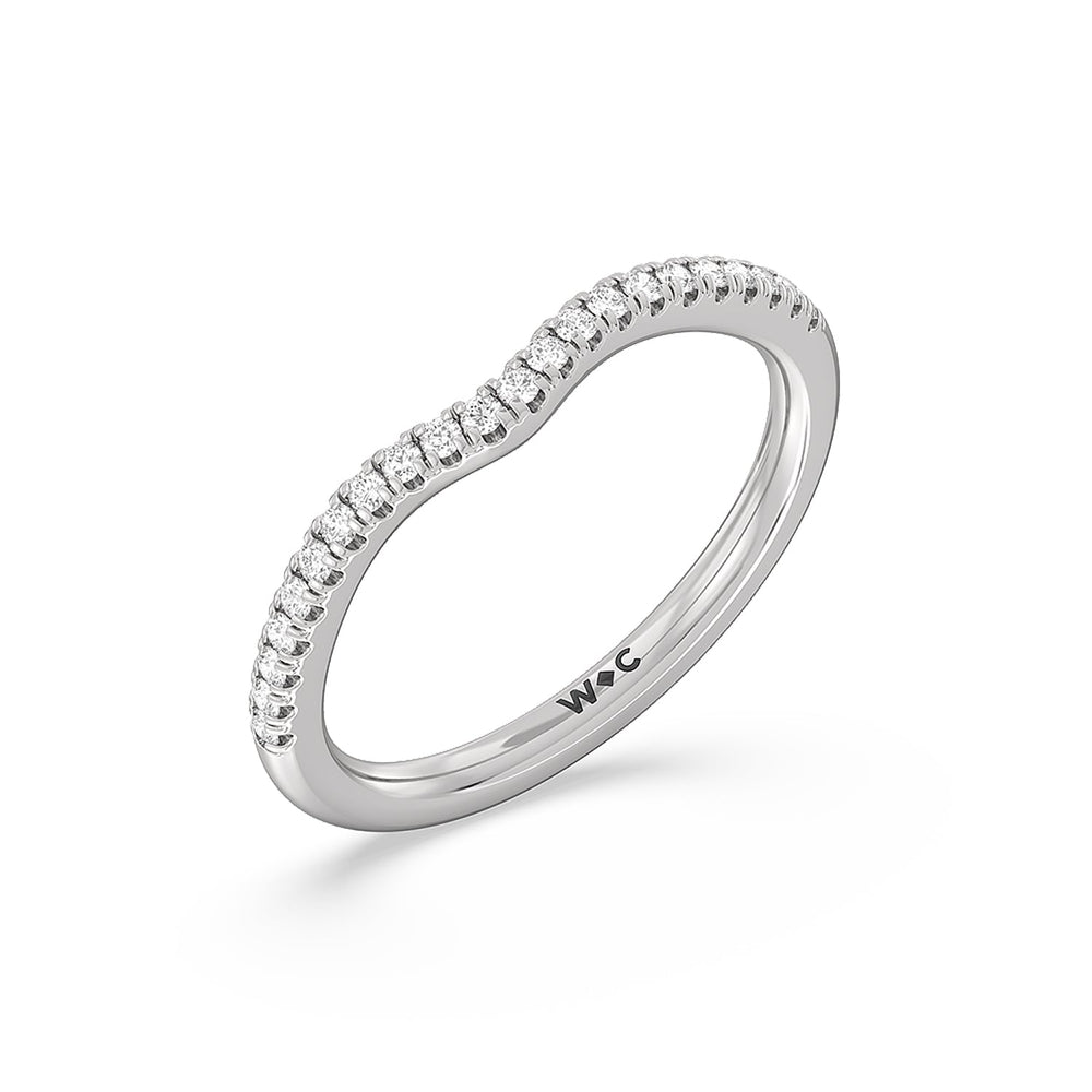 Hidden Heart Pave Diamond Wedding Band with Platinum Cut Diamond in 14KT Platinum view 4
