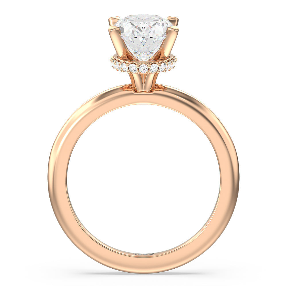 Oval Cut Modern Fine Line Hidden Halo Engagement Ring with Lab Grown Diamond in 14KT White & Rose Gold view 2
