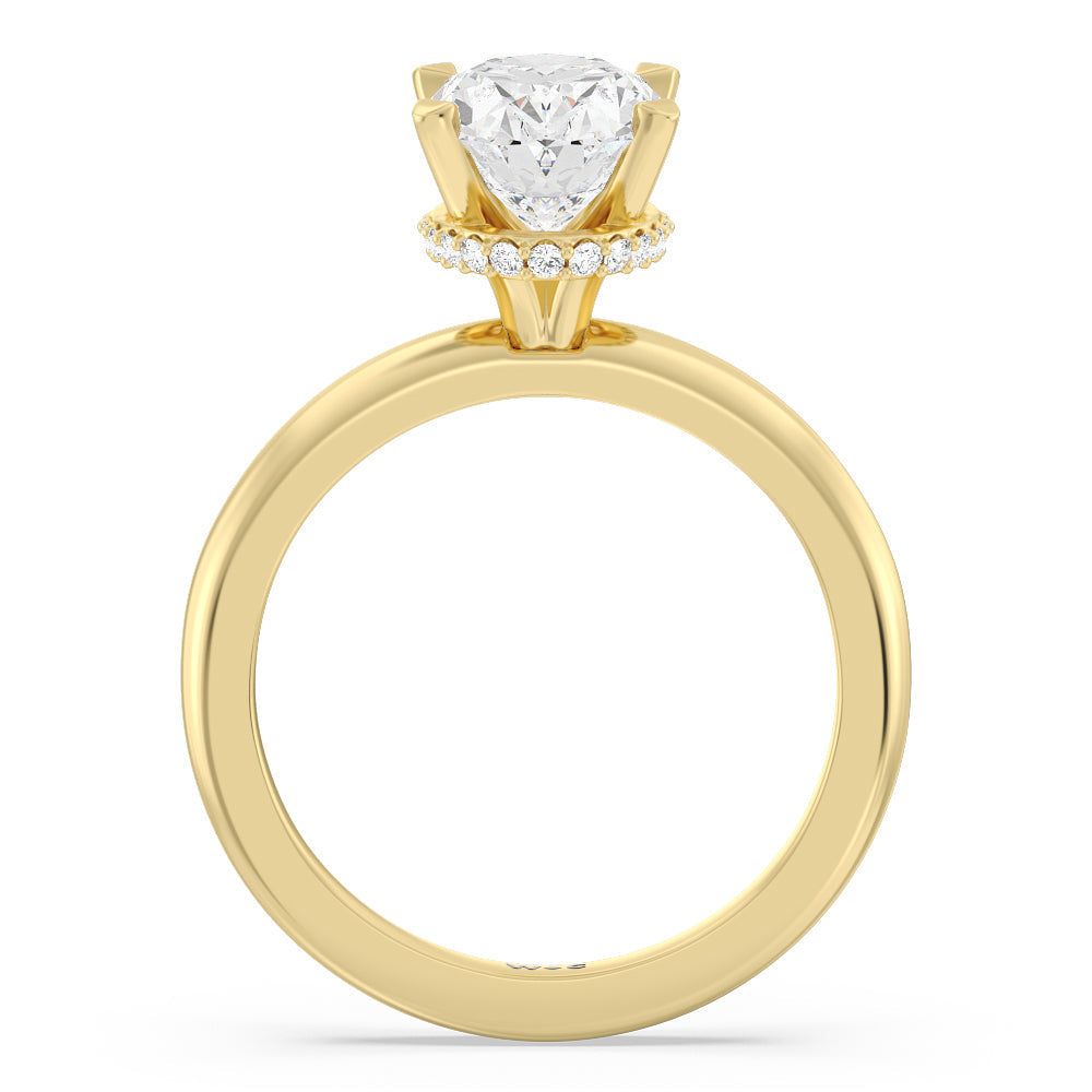 Oval Cut Modern Fine Line Hidden Halo Engagement Ring with Lab Grown Diamond in 14KT White & Yellow Gold view 2
