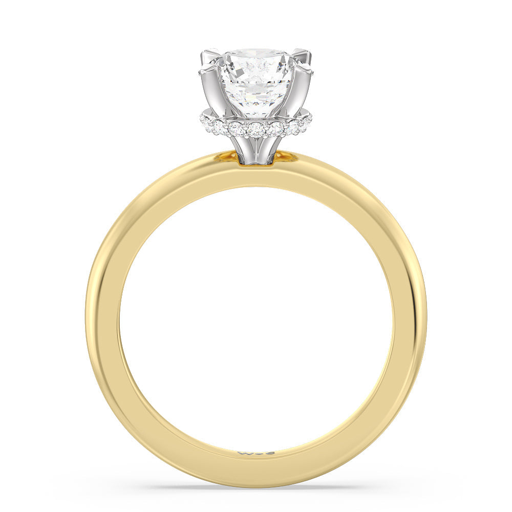 1 1/2 cttw Round Cut Modern Fine Line Hidden Halo Engagement Ring with 1 1/2 Cut Diamond in 14KT Round view 2
