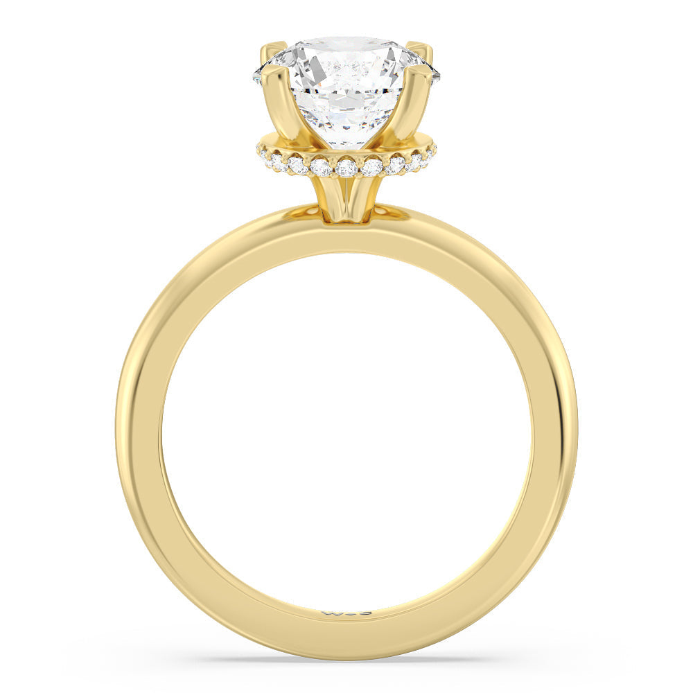 Round Cut Modern Fine Line Hidden Halo Engagement Ring with Lab Grown Diamond in 14KT White & Yellow Gold view 2
