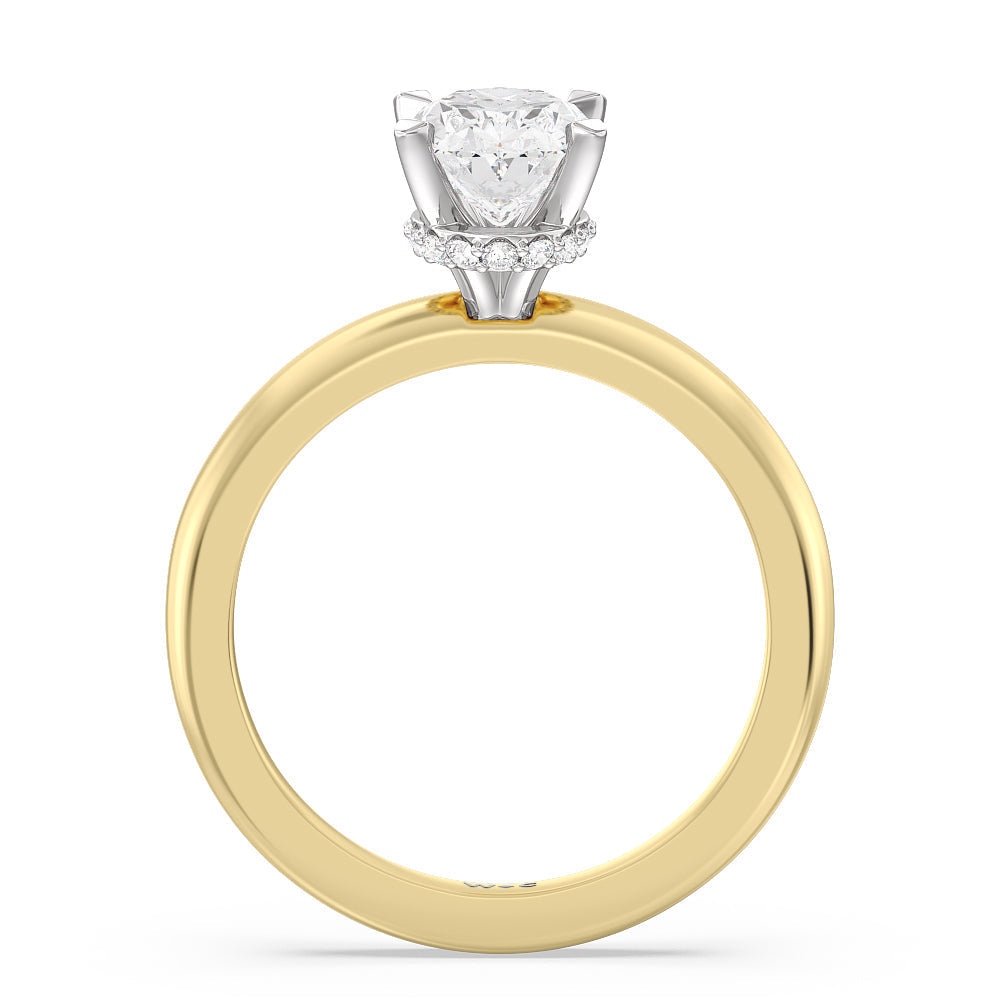 1 1/2 cttw Oval Cut Modern Fine Line Hidden Halo Engagement Ring with 1 1/2 Cut Diamond in 14KT Oval view 2
