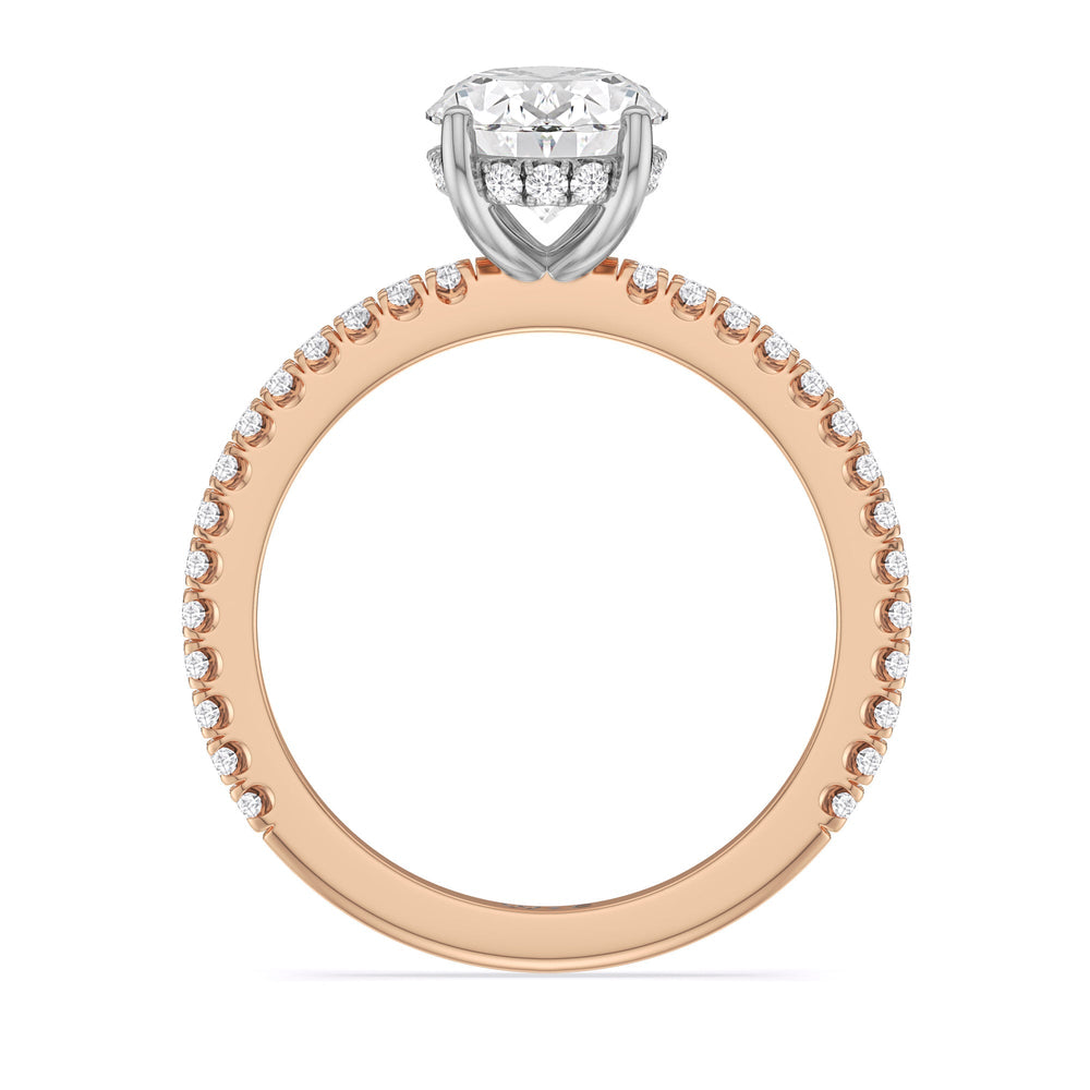 Oval Cut Classic Hidden Halo Engagement Ring with Lab Grown Diamond in 14KT White & Rose Gold view 2
