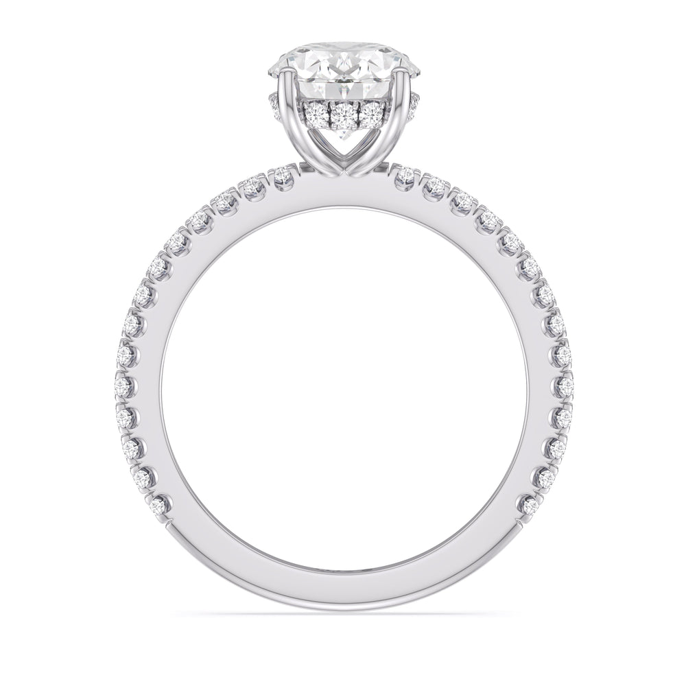 Classic Hidden Halo Engagement Ring with Oval Cut Diamond in 14KT Platinum view 3
