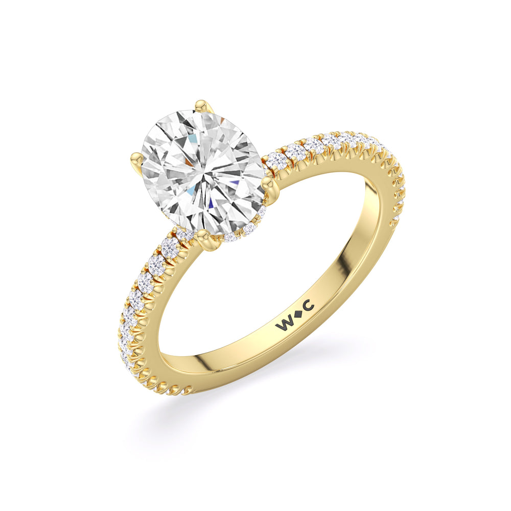 Classic Hidden Halo Engagement Ring with Oval Cut Diamond in 14KT Yellow Gold view 4
