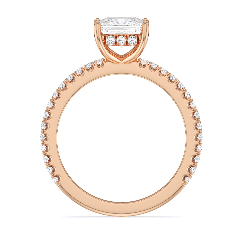 Classic Hidden Halo Engagement Ring with Princess Cut Diamond in 14KT Rose Gold view 2
