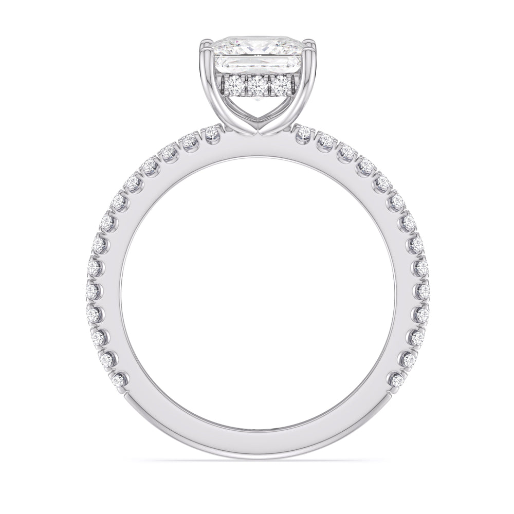 Classic Hidden Halo Engagement Ring with Princess Cut Diamond in 14KT Platinum view 2
