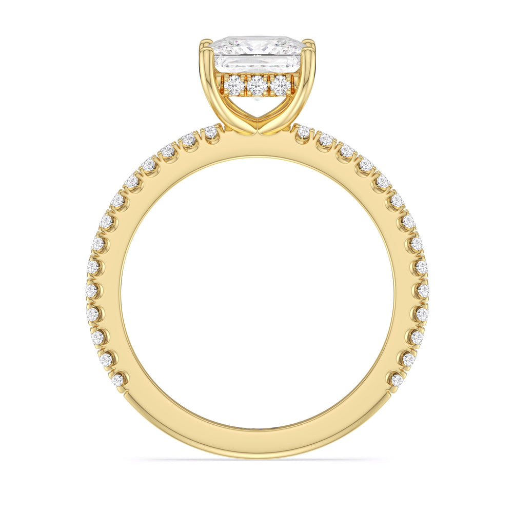 Classic Hidden Halo Engagement Ring with Princess Cut Diamond in 14KT Yellow Gold view 2
