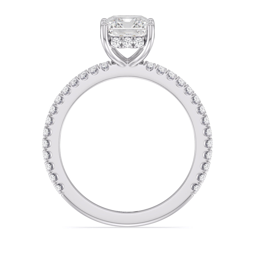 Radiant Cut Classic Hidden Halo Engagement Ring with Lab Grown Diamond in 14KT Platinum view 3
