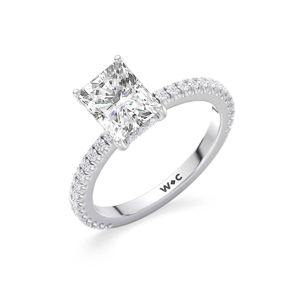 Classic Hidden Halo Engagement Ring with Radiant Cut Diamond in 14KT Platinum view 4

