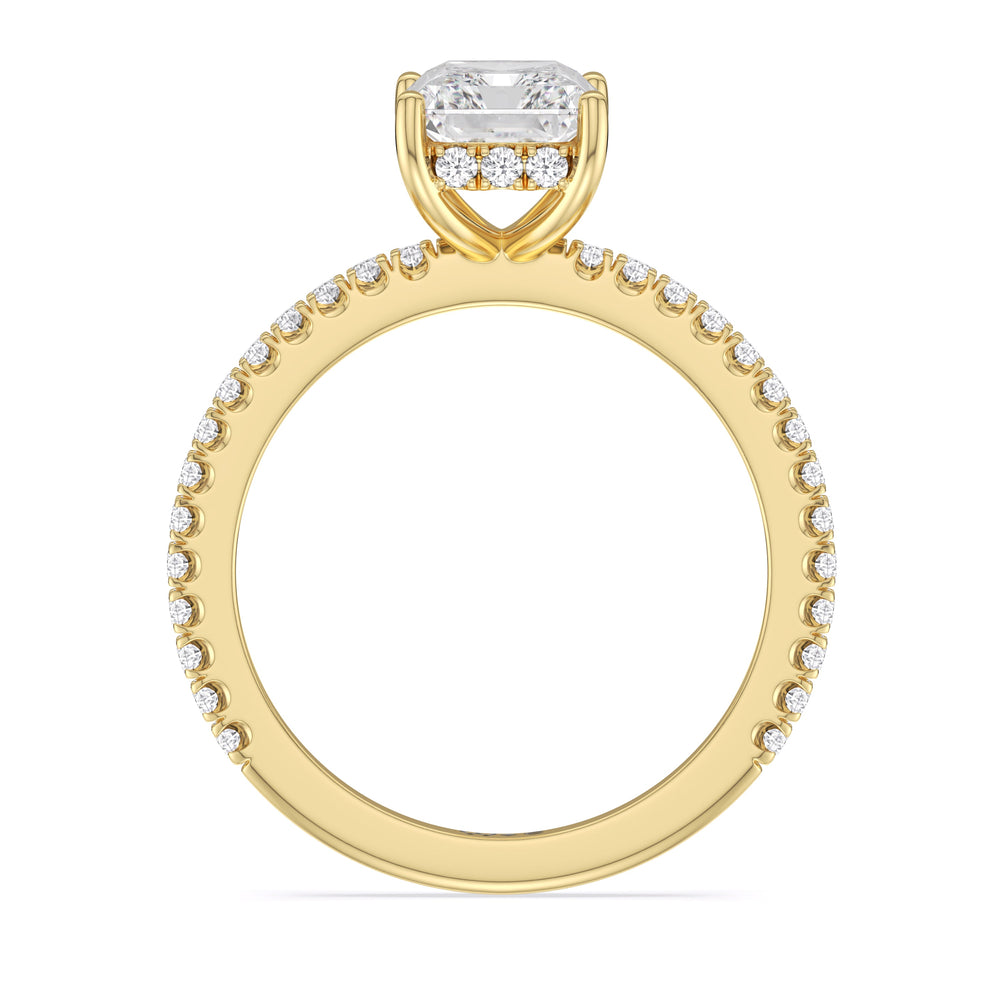 Classic Hidden Halo Engagement Ring with Radiant Cut Diamond in 14KT Yellow Gold view 3
