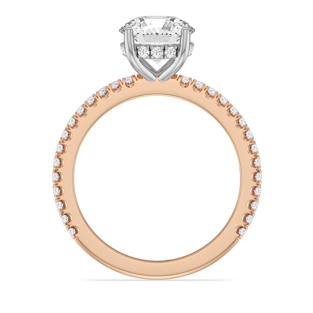 Round Cut Classic Hidden Halo Engagement Ring with Lab Grown Diamond in 14KT White & Rose Gold view 2
