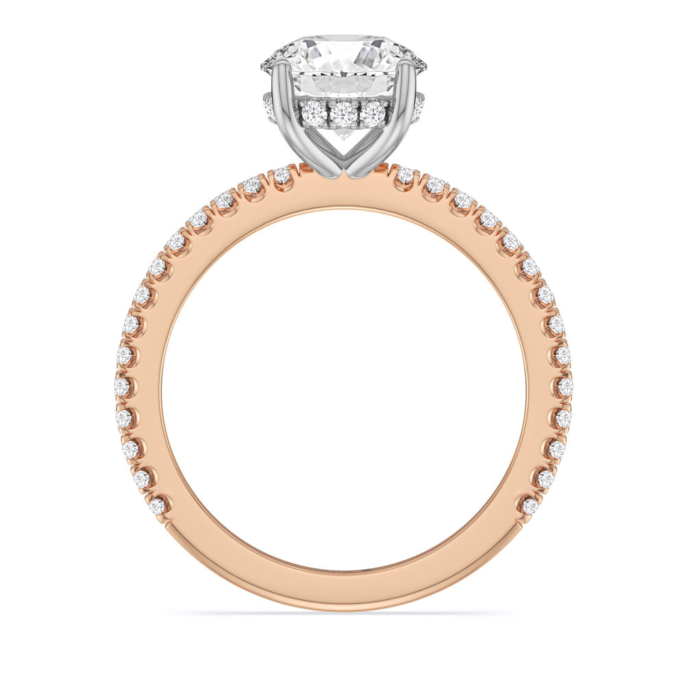 Classic Hidden Halo Engagement Ring with Round Cut Diamond in 14KT White & Rose Gold view 2
