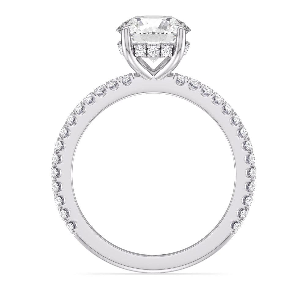 Classic Hidden Halo Engagement Ring with Round Cut Diamond in 14KT Platinum view 3
