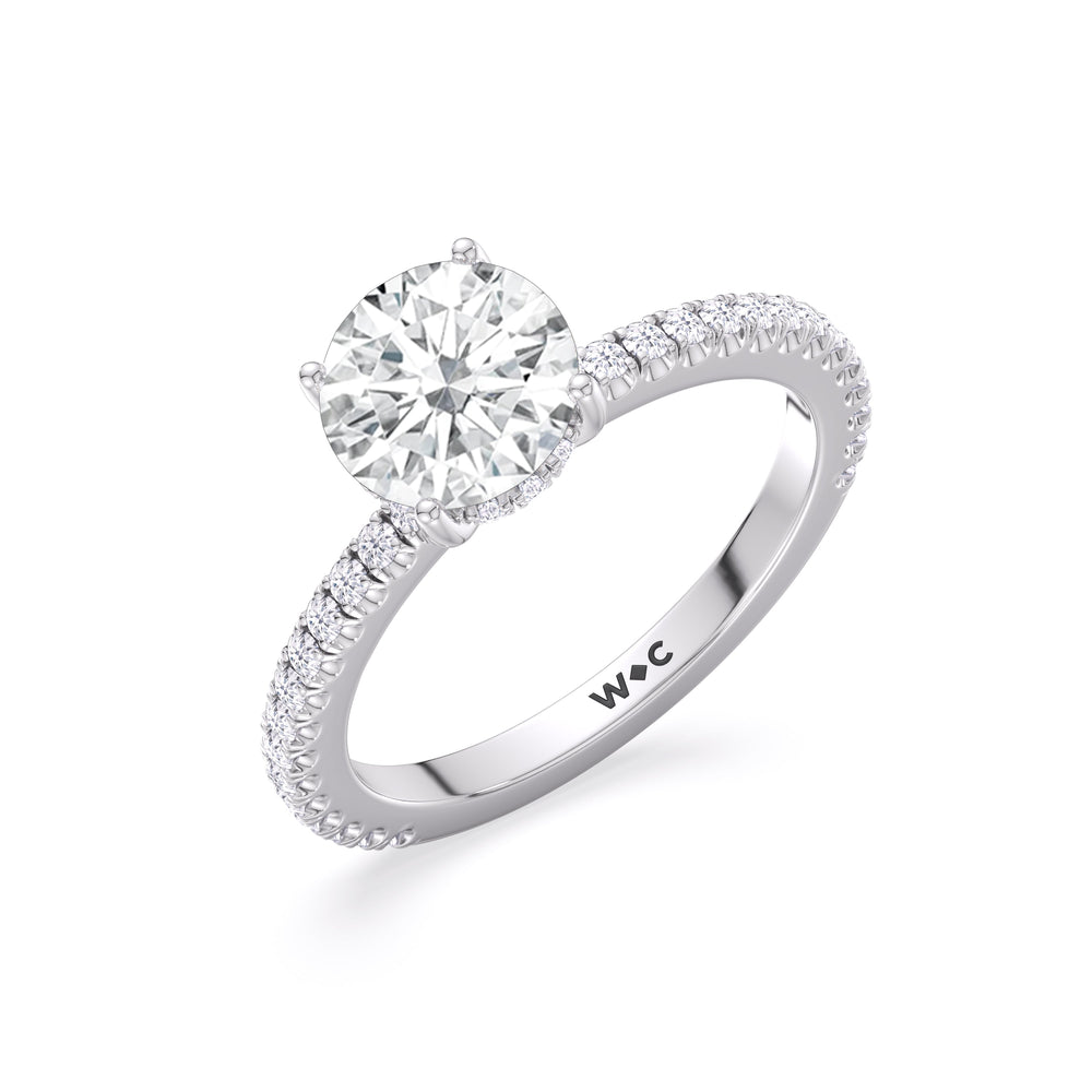 Classic Hidden Halo Engagement Ring with Round Cut Diamond in 14KT Platinum view 4

