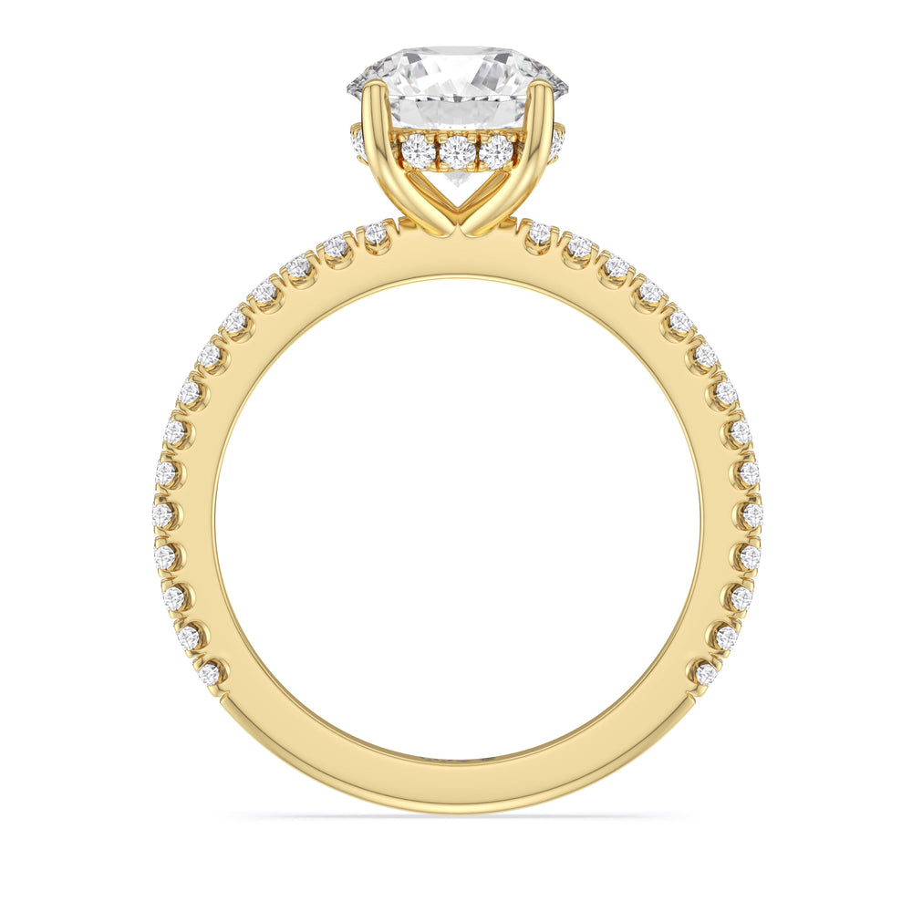 Round Cut Classic Hidden Halo Engagement Ring with Lab Grown Diamond in 14KT Yellow Gold view 3
