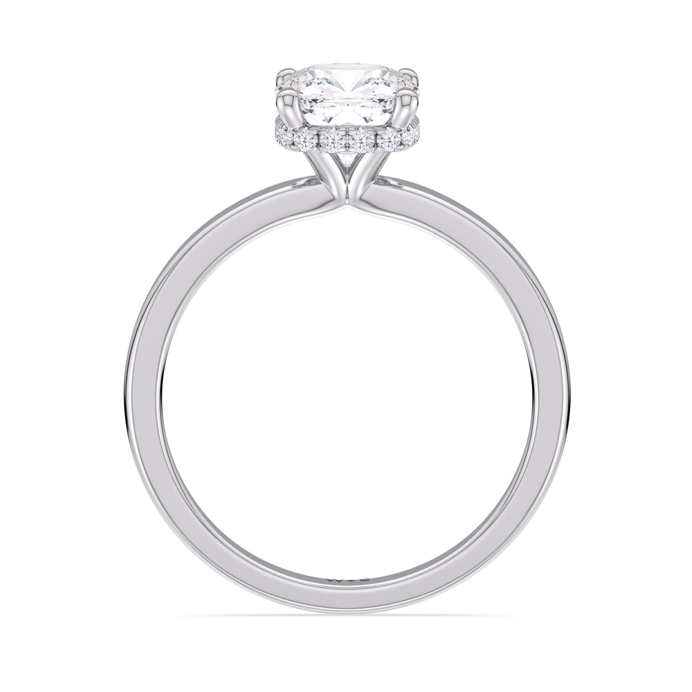 Cushion Cut Modern Fine Line High Hidden Halo Solitaire Ring with Lab Grown Diamond in 14KT Platinum view 4
