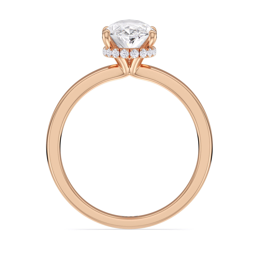 Pear Cut Modern Fine Line High Hidden Halo Solitaire Ring with Lab Grown Diamond in 14KT Rose Gold view 4
