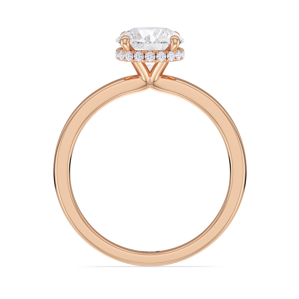 Modern Fine Line High Hidden Halo Solitaire Ring with Round Cut Diamond in 14KT Rose Gold view 2
