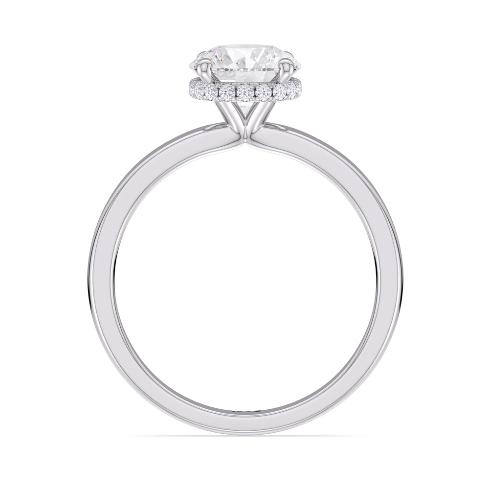 Modern Fine Line High Hidden Halo Solitaire Ring with Round Cut Diamond in 14KT Platinum view 2

