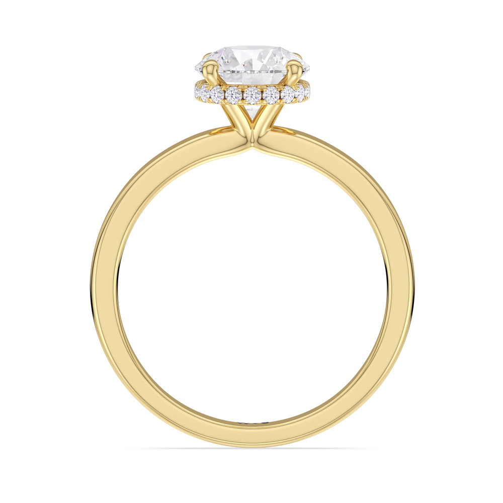 Modern Fine Line High Hidden Halo Solitaire Ring with Round Cut Diamond in 14KT Yellow Gold view 2
