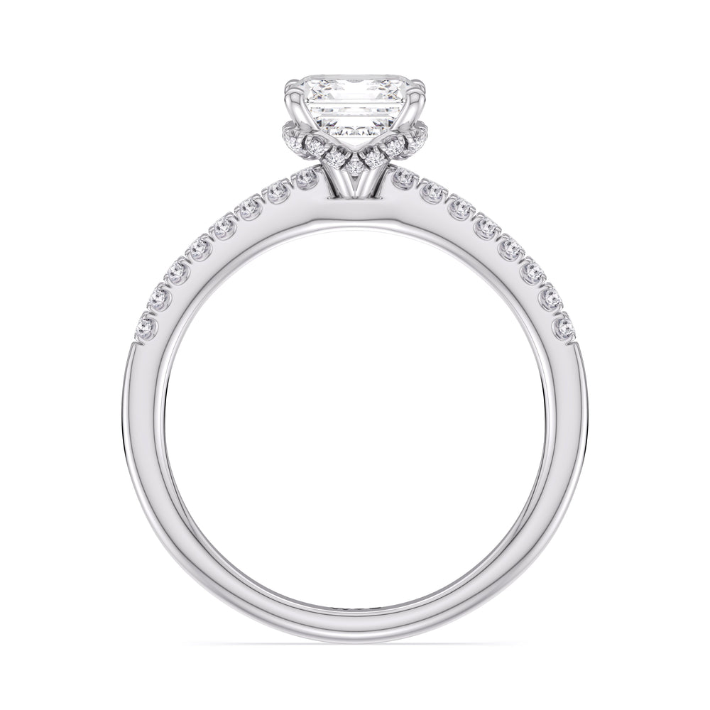 Arc Hidden Halo Engagement Ring with Asscher Cut Diamond in 14KT Platinum view 5
