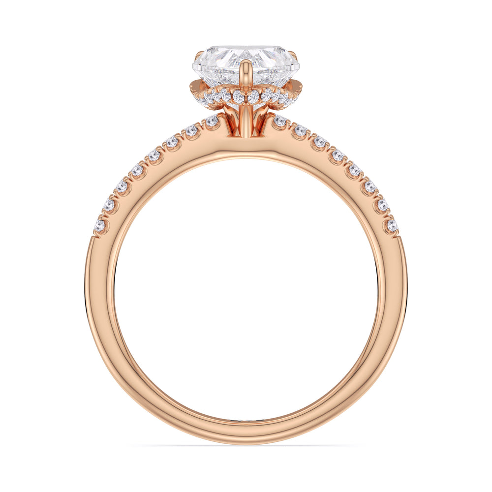 Arc Hidden Halo Engagement Ring with Heart Cut Diamond in 14KT Rose Gold view 5

