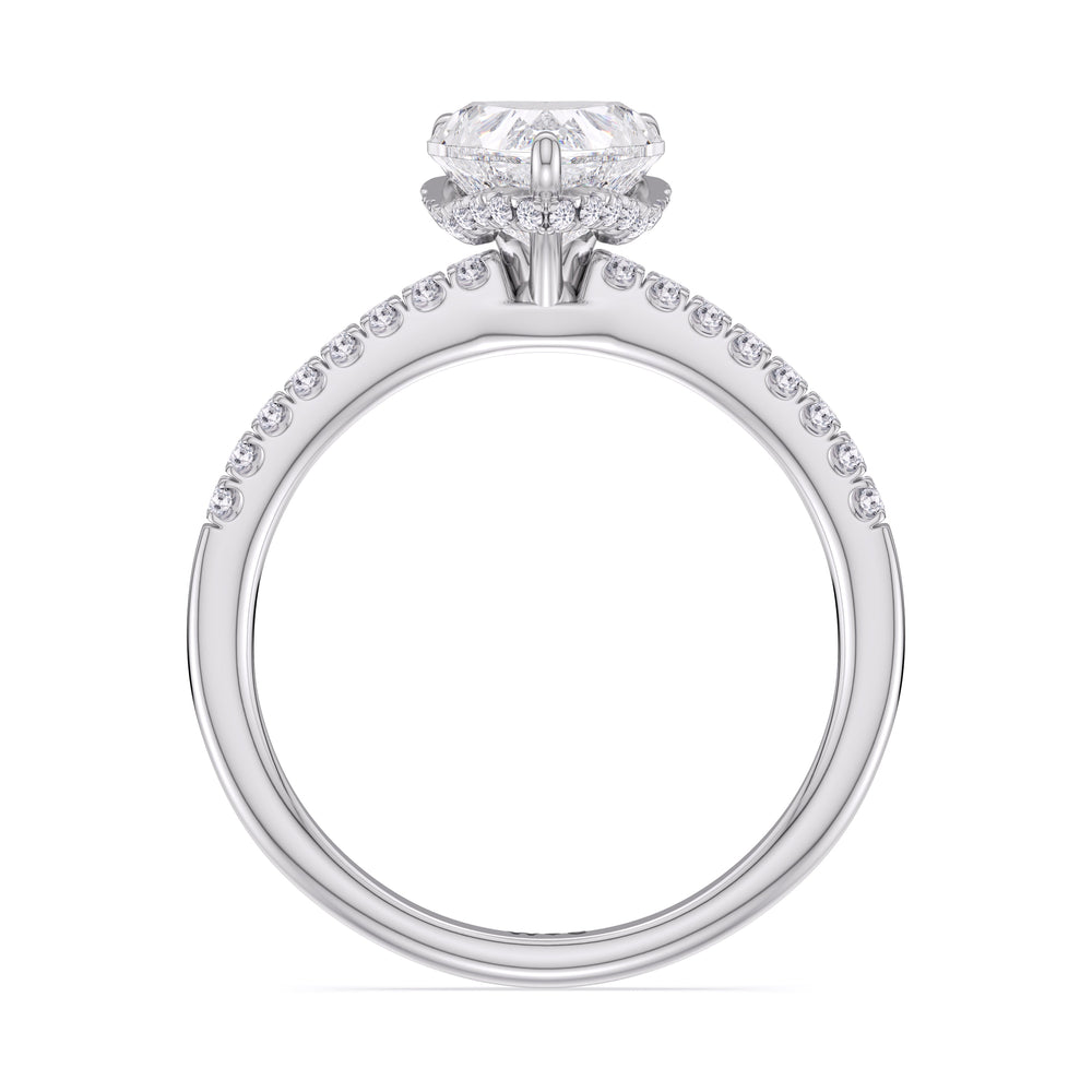 Arc Hidden Halo Engagement Ring with Heart Cut Diamond in 14KT Platinum view 5
