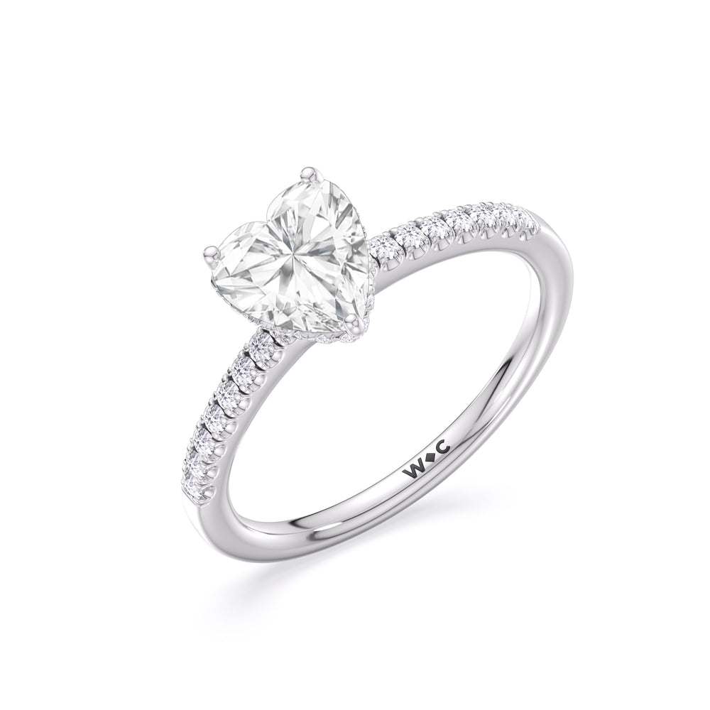 Arc Hidden Halo Engagement Ring with Heart Cut Diamond in 14KT Platinum view 6
