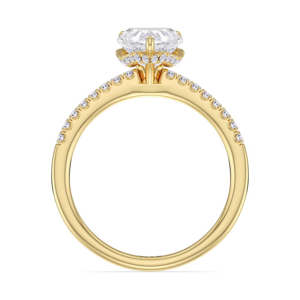 Arc Hidden Halo Engagement Ring with Heart Cut Diamond in 14KT Yellow Gold view 5
