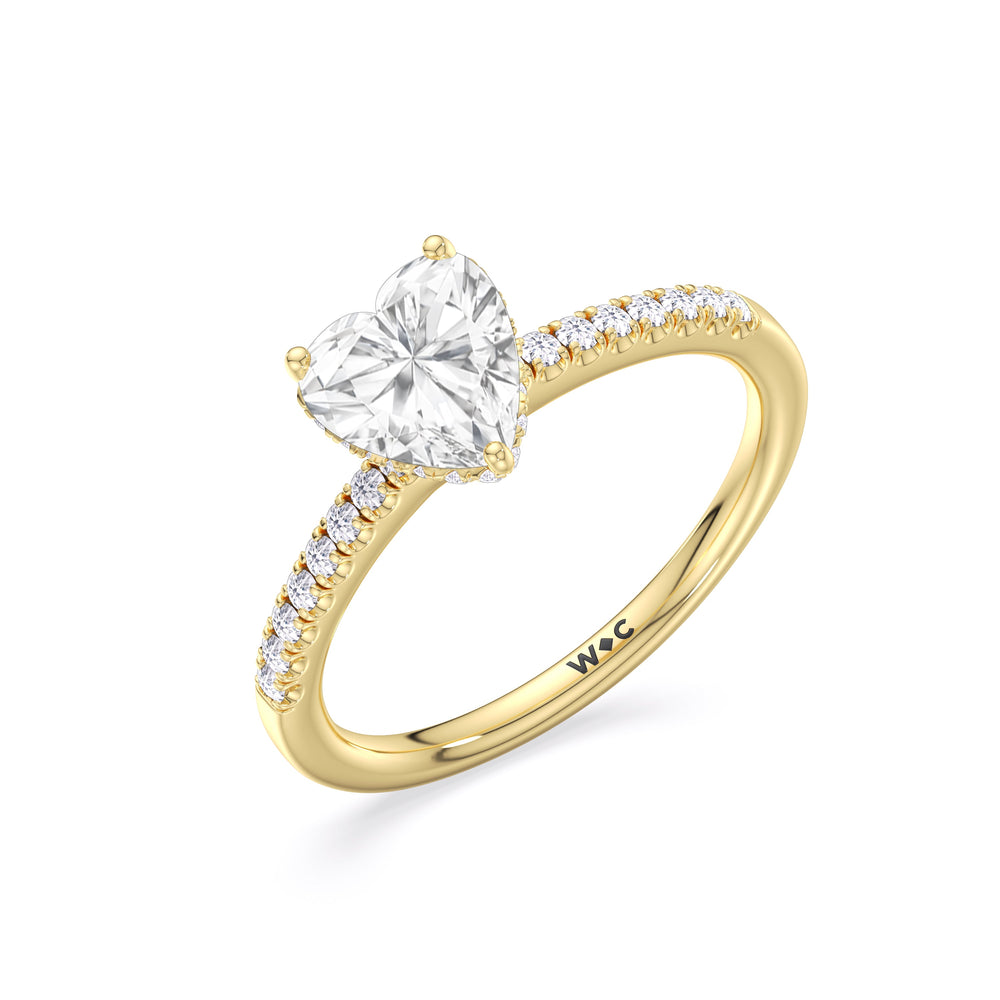 Arc Hidden Halo Engagement Ring with Heart Cut Diamond in 14KT Yellow Gold view 6
