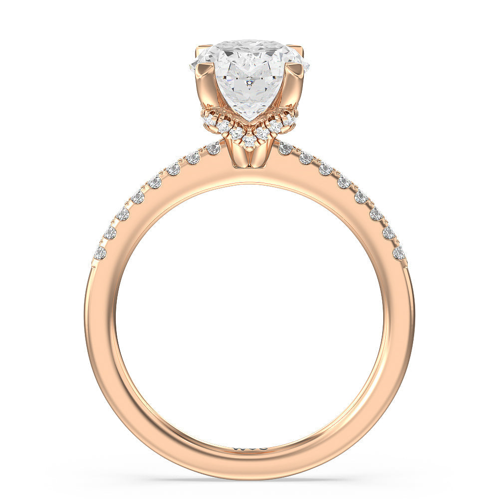 Oval Cut Arc Hidden Halo Engagement Ring (1/4 ct. tw.) with Lab Grown Diamond in 14KT Rose Gold view 2
