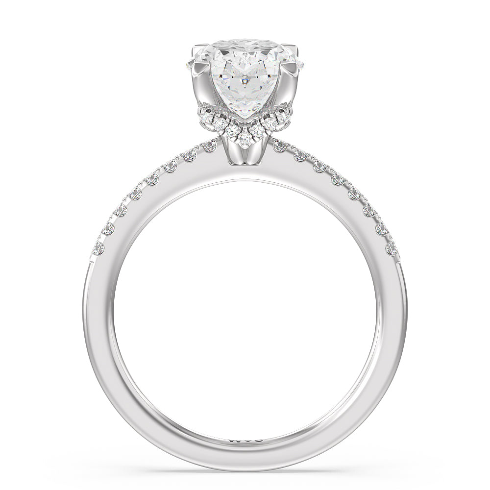 Oval Cut Arc Hidden Halo Engagement Ring (1/4 ct. tw.) with Lab Grown Diamond in 14KT Platinum view 2
