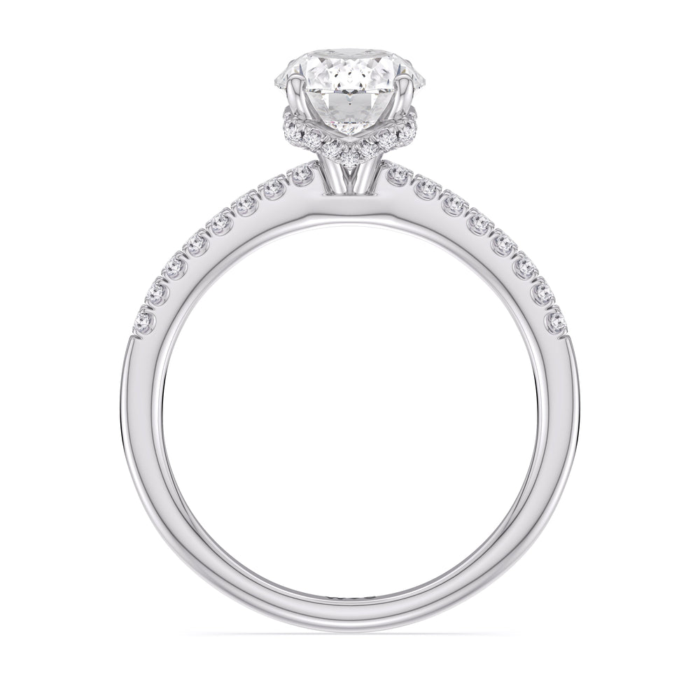 Arc Hidden Halo Engagement Ring with Oval Cut Diamond in 14KT Platinum view 6
