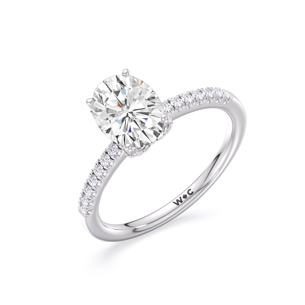 Arc Hidden Halo Engagement Ring with Oval Cut Diamond in 14KT Platinum view 7
