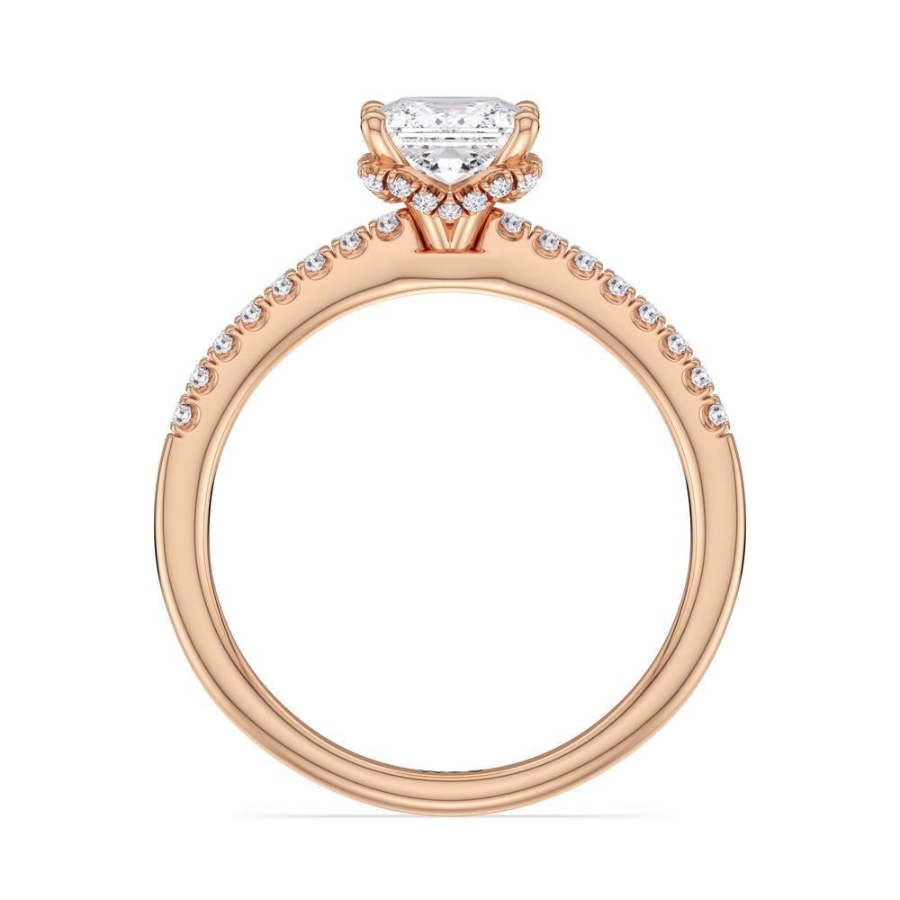 Arc Hidden Halo Engagement Ring with Princess Cut Diamond in 14KT Rose Gold view 5

