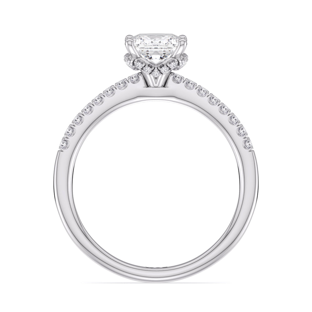 Arc Hidden Halo Engagement Ring with Princess Cut Diamond in 14KT Platinum view 5
