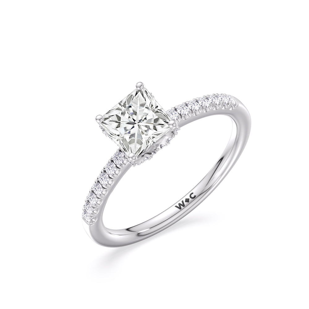 Arc Hidden Halo Engagement Ring with Princess Cut Diamond in 14KT Platinum view 6
