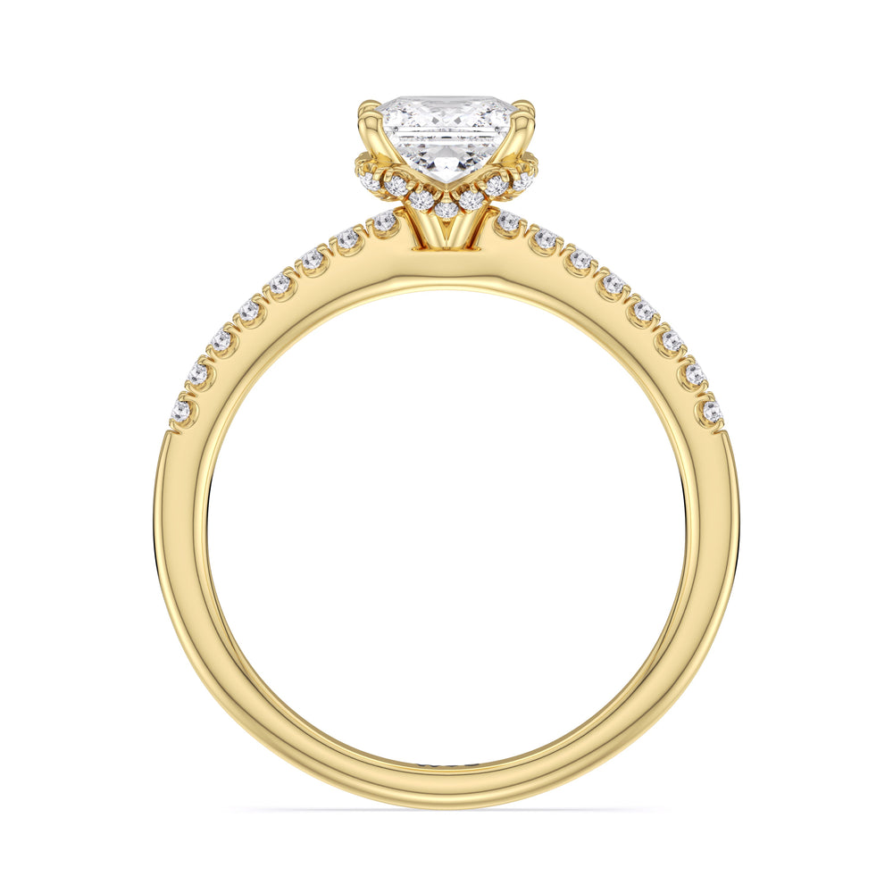 Arc Hidden Halo Engagement Ring with Princess Cut Diamond in 14KT Yellow Gold view 5
