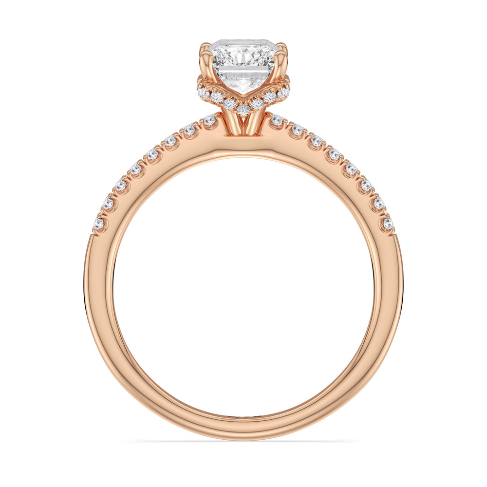 Arc Hidden Halo Engagement Ring with Radiant Cut Diamond in 14KT Rose Gold view 6
