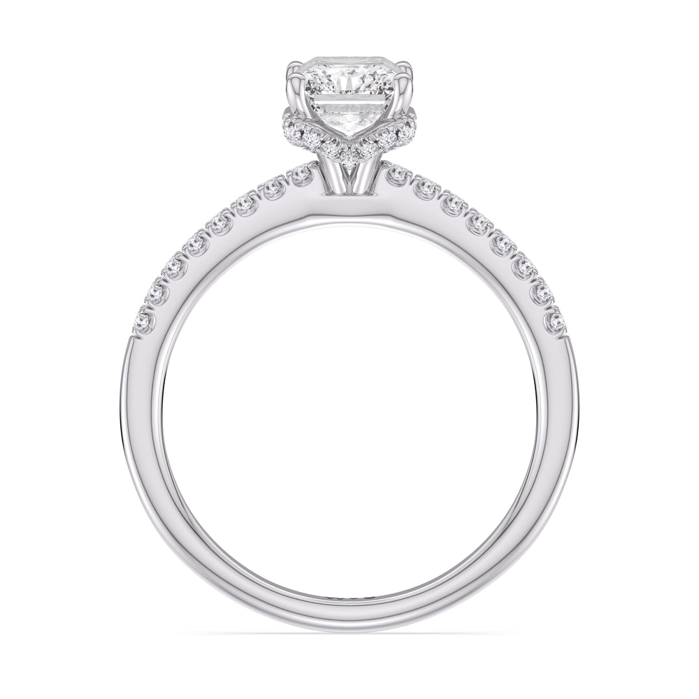 Arc Hidden Halo Engagement Ring with Radiant Cut Diamond in 14KT Platinum view 6
