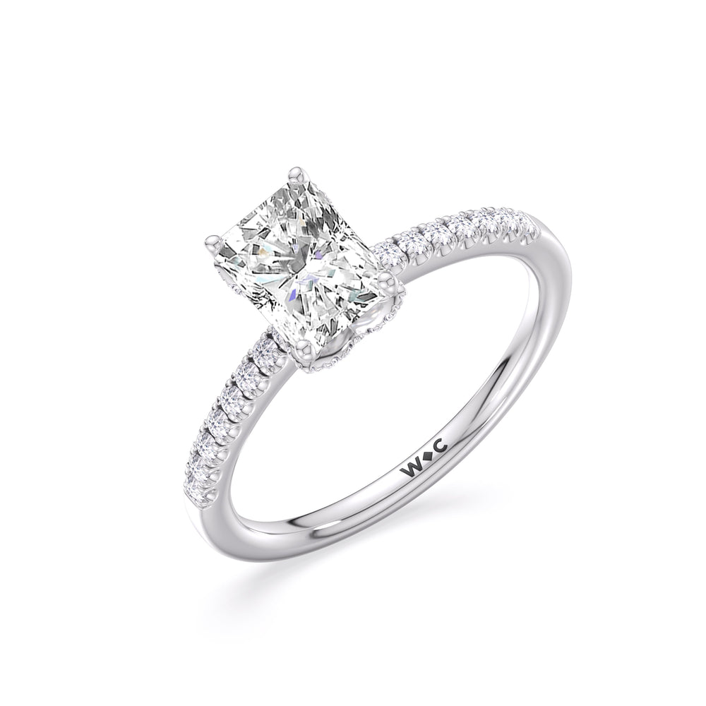 Arc Hidden Halo Engagement Ring with Radiant Cut Diamond in 14KT Platinum view 7
