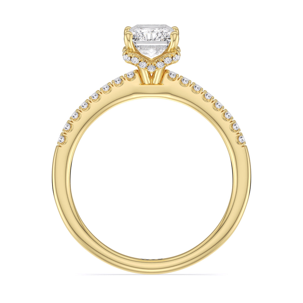 Arc Hidden Halo Engagement Ring with Radiant Cut Diamond in 14KT Yellow Gold view 6
