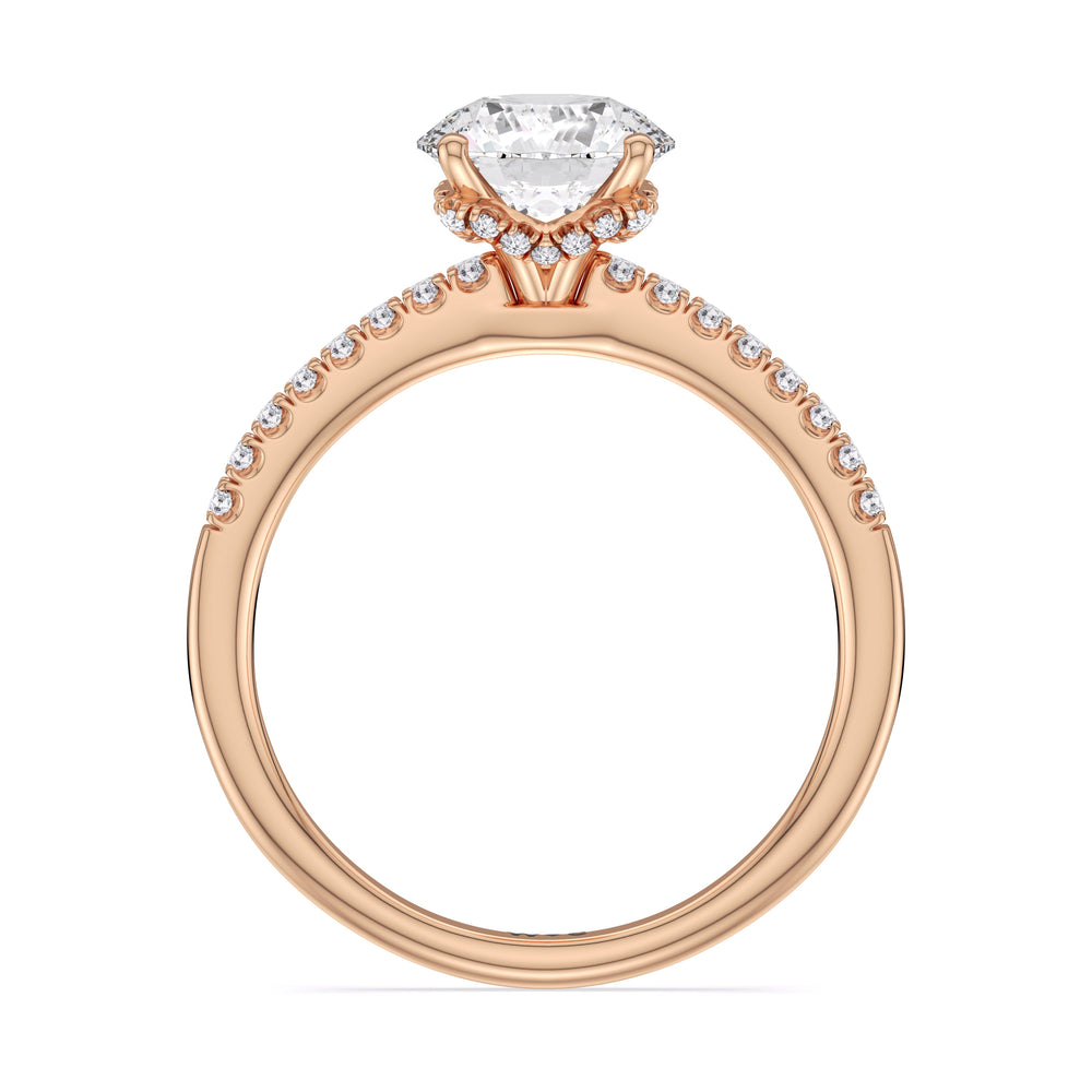 Arc Hidden Halo Engagement Ring with Round Cut Diamond in 14KT Rose Gold view 6
