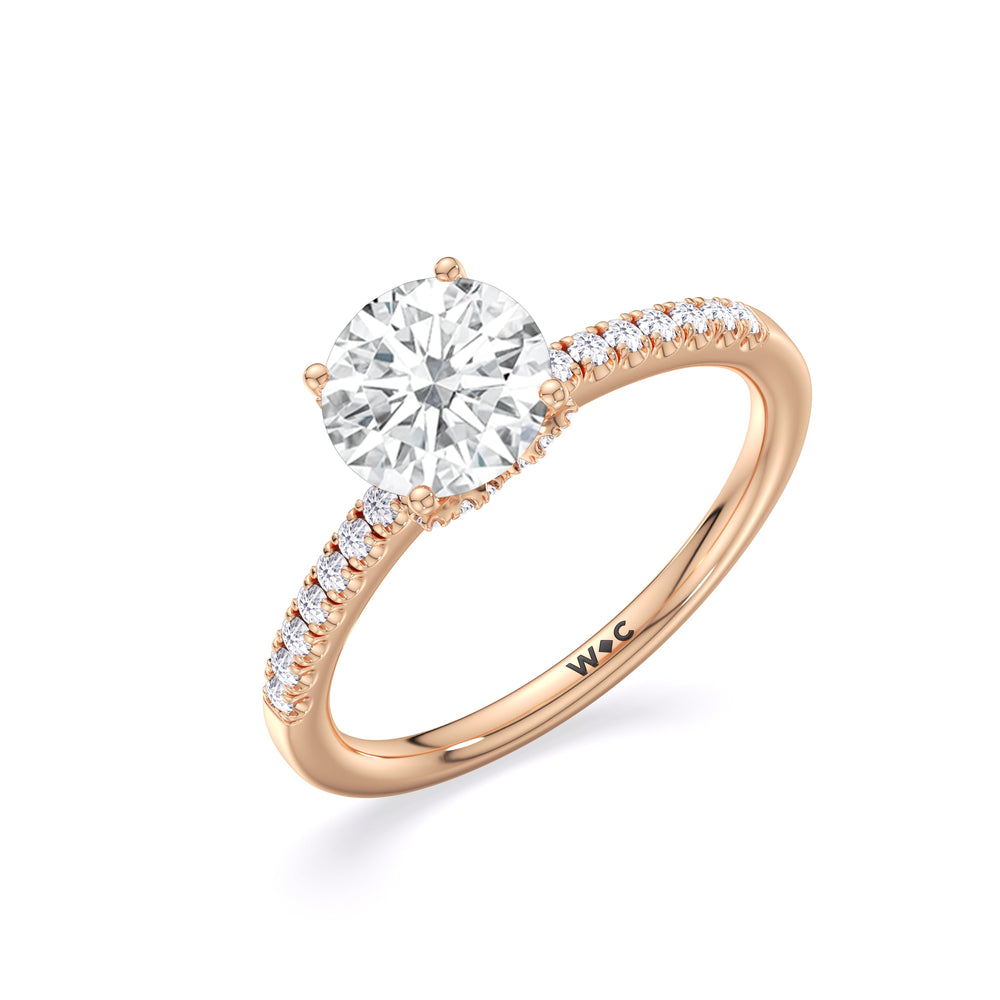 Arc Hidden Halo Engagement Ring with Round Cut Diamond in 14KT Rose Gold view 7
