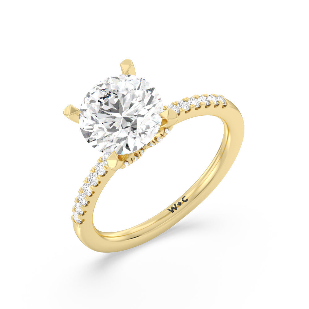 Round Cut Arc Hidden Halo Engagement Ring (1/4 ct. tw.) with Lab Grown Diamond in 14KT Yellow Gold view 3

