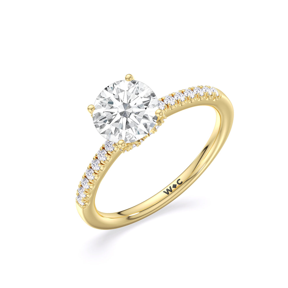 Arc Hidden Halo Engagement Ring with Round Cut Diamond in 14KT Yellow Gold view 7
