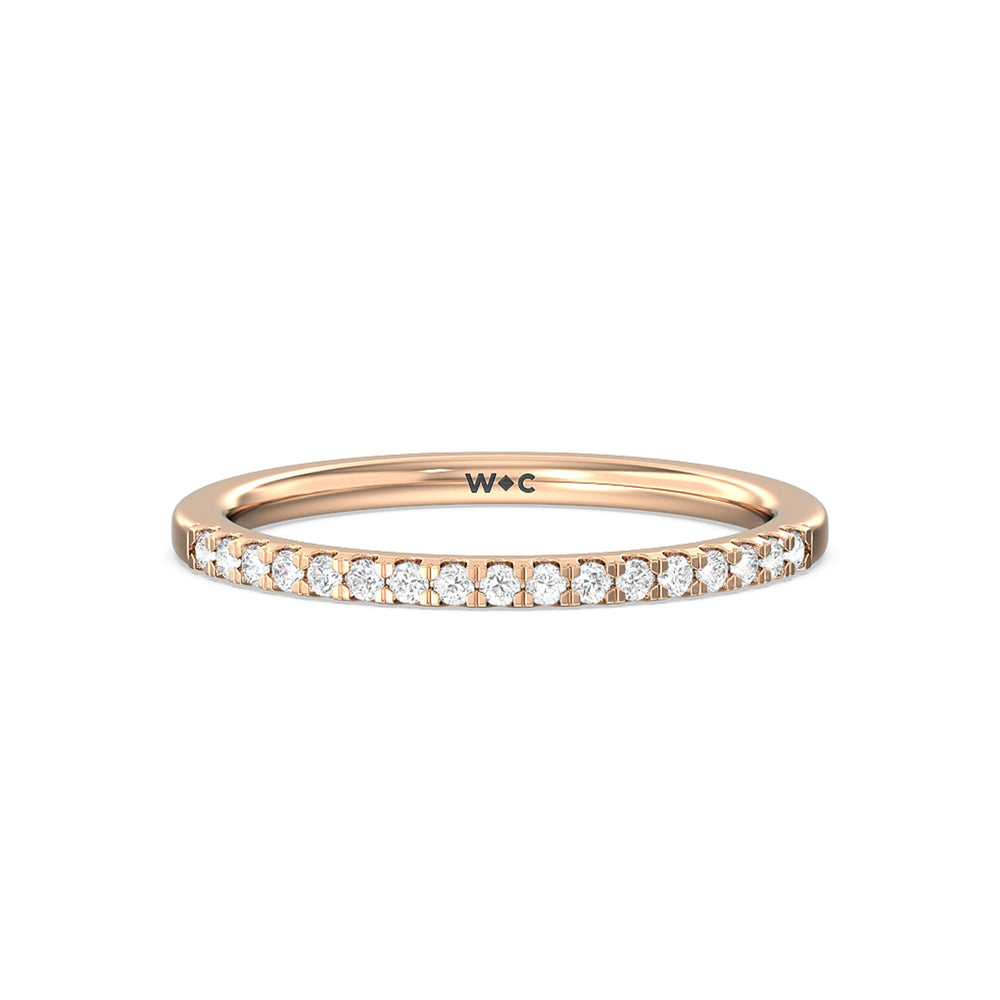 Arc Hidden Halo Diamond Wedding Band (E+ VS+) with 18KT Rose Gold Cut Diamond in 14KT Rose Gold view 1
