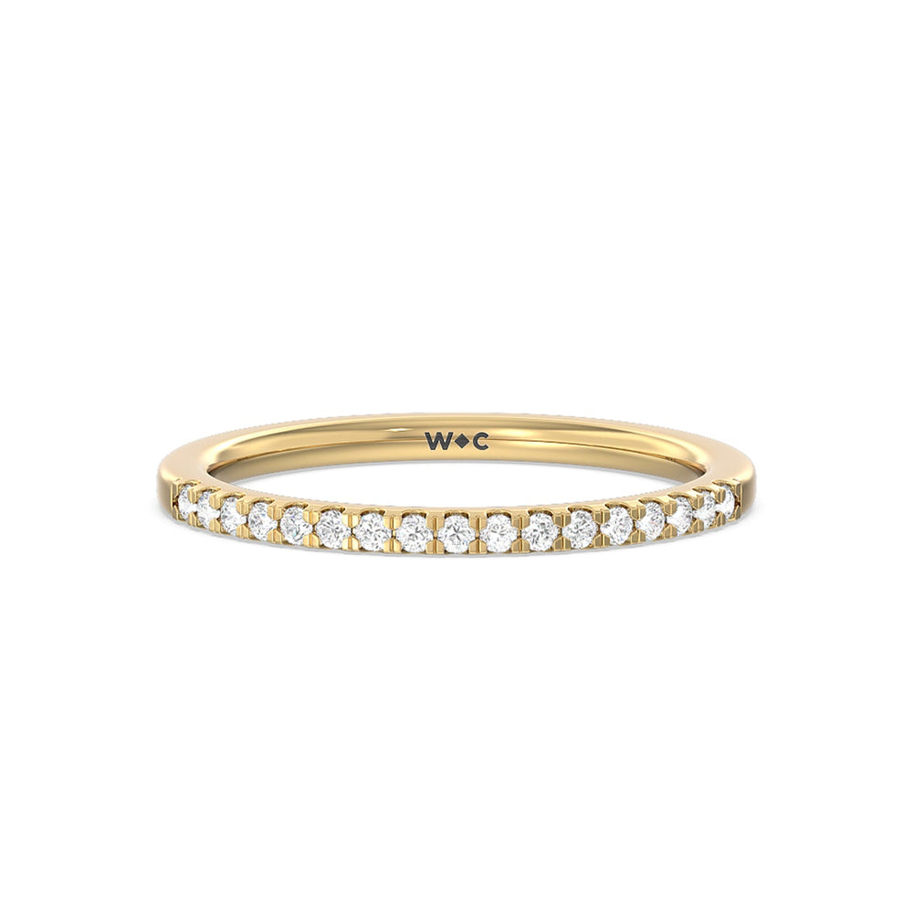 Arc Hidden Halo Diamond Wedding Band (E+ VS+) with 18KT Yellow Gold Cut Diamond in 14KT Yellow Gold view 1
