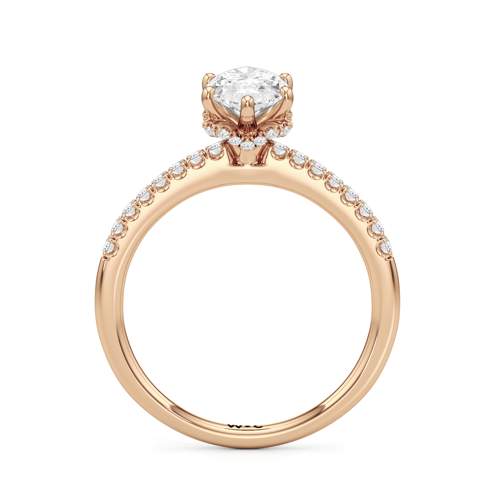 Arc Hidden Halo Engagement Ring with Marquise Cut Diamond in 14KT Rose Gold view 5
